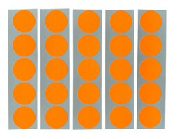 25 Kleine Mat Fluor Heftig Fel Licht Oranje Ronde Stickers Sluitstickers - Beschrijfbaar - Doorsnede 2,5 cm - 25 mm