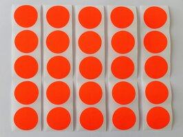 25 Kleine Mat Fluor Heftig Fel Oranje Ronde Stickers Sluitstickers - Beschrijfbaar - Doorsnede 2,5 cm