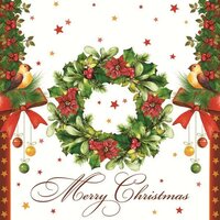 Daisy Kerst Servetten Merry Christmas Krans