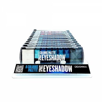DDonna - Oogschaduw Palette - Space Azul - 8 kleuren: wit / blauw / zwart  voorkant