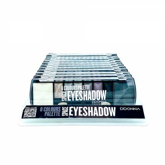 DDonna - Oogschaduw Palette - Space Gris - 8 kleuren: wit / grijs / zilver / zwart voorkant