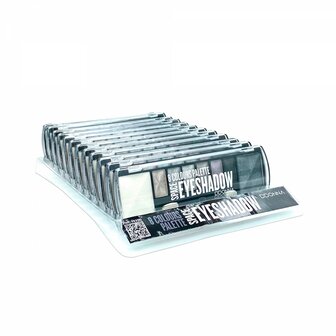 DDonna - Oogschaduw Palette - Space Gris - 8 kleuren: wit / grijs / zilver / zwart zijkant