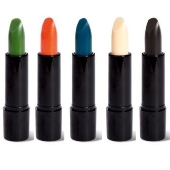 Next Generation magic lipstick groen blauw wit rood zwart set naast elkaar