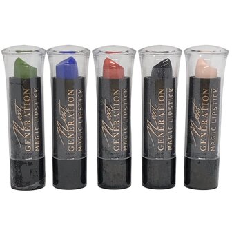 Next Generation magic lipstick groen blauw wit rood zwart set in verpakking