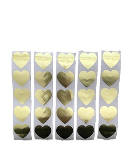 25 x Sluitsticker Hart Goud Glans - 2,5 cm - 25 mm - 25 x Sticker Hart Goud Glans - Stickers - Sluitstickers - Hartje - Hartjes