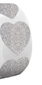 25 Zilver Glitterfolie Hartjes Stickers - Doorsnede 2,5 cm
