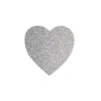 25 Zilver Glitterfolie Hartjes Stickers - Doorsnede 2,5 cm - 2