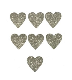 25 Zilver Glitterfolie Hartjes Stickers - Doorsnede 2,5 cm - 1