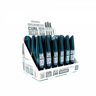 DDonna - Curl Mascara - Zwart - Waterproof - 1 flesje met 8 gram inhoud - Display