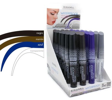 Leticia Well - Mascara Waterproof - Zwart - 1 kunststof flesje met borsteltje en 6 ml. inhoud - Display