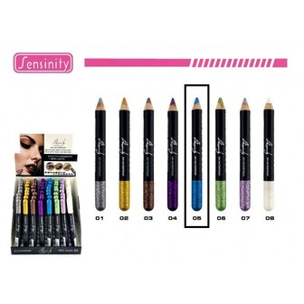 Sensinity - Glitter Oogschaduw Potlood - Blauw Glitter - Nummer 05 - 1 stuks