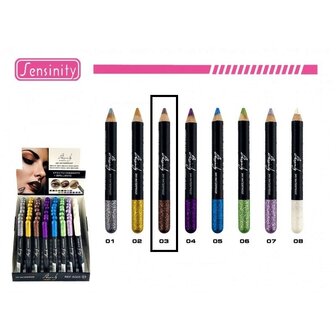 Sensinity - Glitter Oogschaduw Potlood - Bruin Glitter - Nummer 03 - 1 stuks