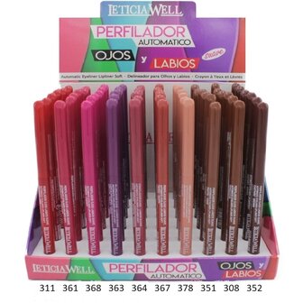 Leticia Well - Donker Bruin/Brown lippotlood en oogpotlood draaibaar zacht / Automatic Eyeliner Lipliner Soft - Nummer 33352 - 