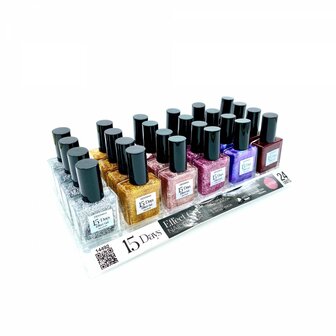 D&#039;Donna - 15-Days Effect Gel Nagellak Glitter - Zilvergrijs met zilver en roze mini glitters - 1 Flesje met 16 ml. inhoud 