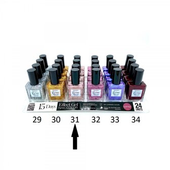 D&#039;Donna - 15-Days Effect Gel Nagellak Glitter - Zilvergrijs met zilver en roze mini glitters - 1 Flesje met 16 ml. inhoud 