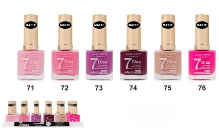 Easy Paris - Nagellak - Mat Roze - 1 flesje met 13 ml inhoud - Nummer 072 - Display