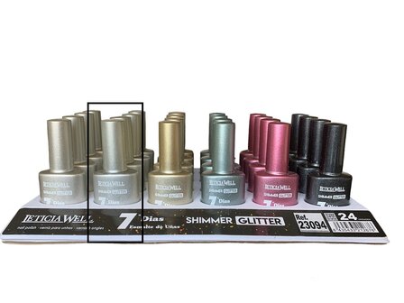 Leticia Well - Dekkende Shimmer Glitter Nagellak - Zilver met glitters - 1 flesje met 13 ml inhoud - Nummer 22