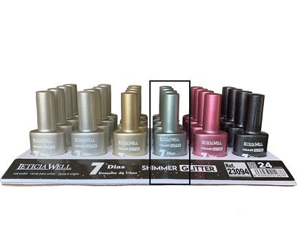 Leticia Well - Dekkende Shimmer Glitter Nagellak - Grijs met glitters - 1 flesje met 13 ml inhoud - Nummer 24