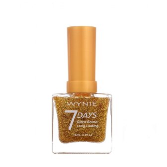 Wynie - Nagellak 7 Days Ultra Shine Long Lasting - Transparant met gouden glitters - 1 flesje met 15 ml inhoud - Nummer 704