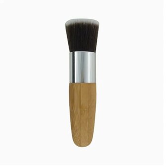 Superzachte Poederkwast - Foundation Kwast - Powder Brush - Bamboe - Hout - Synthetisch haar - Licht Bruin - Zilver - Zwart - W