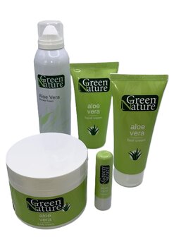 Green Nature - Alo&euml; Vera - Pakket 5 stuks - Foot Cream - Hand Cream - Body Cream - Shower Foam - Lip Balm