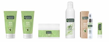 Green Nature - Alo&euml; Vera - Pakket 6 stuks - Foot Cream - Hand Cream - Body Cream - Showerfoam - Body Mist - Lip Balm