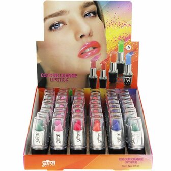 Saffron London - Roze of Rood Verkleurende Magic Lippenstift - Colour Change Lipstick - 04 Orange Oranje - Display