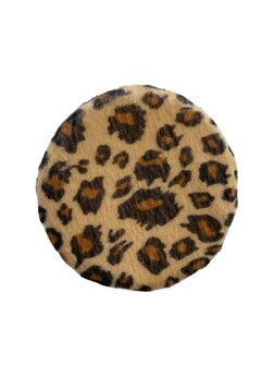 Wynie - Polyester Katoen make-up spons - Poederdons met satijn bandje - Rond - 7,5 cm x 1,2 cm - Bruin - Zwart - Panterprint - 