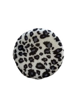 Wynie - Polyester Katoen make-up spons - Poederdons met satijn bandje - Rond - 7,5 cm x 1,2 cm - Wit - Grijs - Zwart - Panterpr