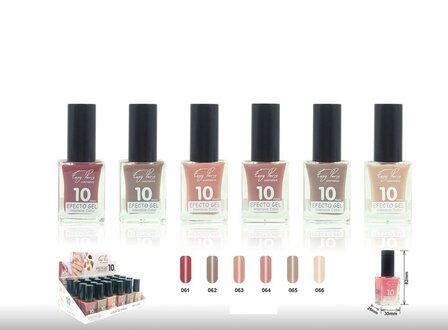 Easy Paris Cosmetics - Set met 6 Flesjes Nagellak - Rood en 5 Bruin tinten - Inhoud per flesje 15 ml.