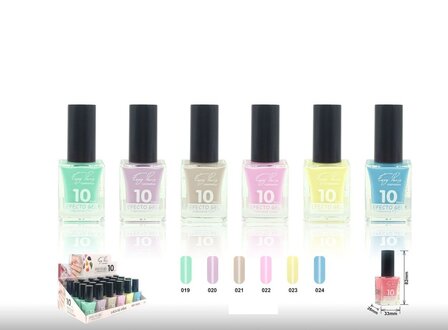 Easy Paris Cosmetics - Set met 6 Flesjes Pastel Nagellak - Groen/Lila/Beige/Roze/Geel/Blauw - Inhoud per flesje 15 ml.