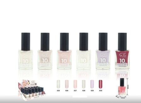 Easy Paris Cosmetics - Set met 6 Flesjes Parelmoer Nagellak - Wit/Room/Roze/Shimmer Wit/Lila/Rood - Inhoud per flesje 15 ml.