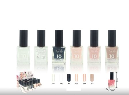 Easy Paris Cosmetics - Set met 6 Flesjes Nagellak - Wit/Transparant/Zwart/Transparant Nude Beige/Transparant Nude/Nude Beige - 