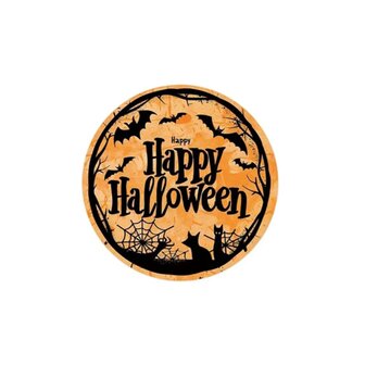 40 Happy Halloween Stickers Oranje Zwart 2,5 cm