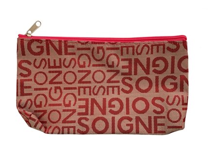 soigne beige roze make-up tasje toilettasje origineel