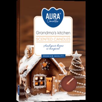 Aura Scented Candles Grandma&#039;s kitchen Geur Waxinelichtjes Theelichtjes
