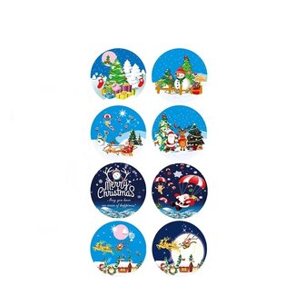 40 Kerst Stickers Nummer 3 Kerstman Arreslee Kerstboom Sneeuwpop