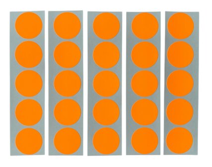 25 Grote Mat Fluor Heftig Fel Licht Oranje Ronde Stickers - Sluitstickers - Beschrijfbaar - Doorsnede 3,5 cm - 35 mm