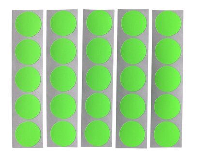 25 Kleine Mat Fluor Heftig Fel Groen Ronde Stickers Sluitstickers - Beschrijfbaar - Doorsnede 2,5 cm - 25 mm