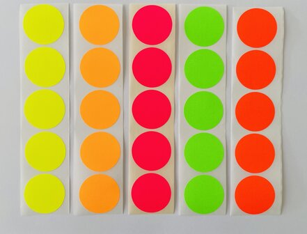 125 Grote Ronde Stickers - 5 Kleuren - Mat &amp; Beschrijfbaar - Sluitstickers - Sluitzegels - Etiketten &Oslash; 3,5 cm - 35 mm - 