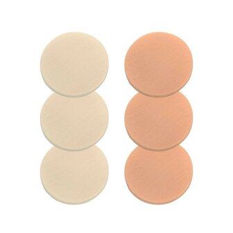 Glam of Sweden 6 Make-Up Sponsjes Wit en Huidskleur Rond 5 cm