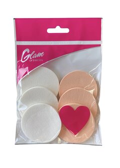 Glam of Sweden 6 Make-Up Sponsjes Wit en Huidskleur Rond 5 cm In Blisterverpakking