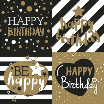 Maki Servetten Golden Happy Birthday