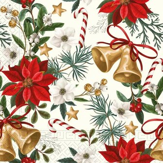 Decorata Kerst Servetten Kerstster Candy Cane Klok Tak