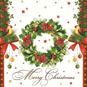Daisy Kerst Servetten Merry Christmas Krans