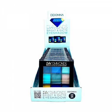DDonna - 24K Diamonds Bright & Matte Oogschaduw - 9 Tinten blauw/bruin/geel voorkant