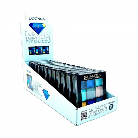 DDonna - 24K Diamonds Bright & Matte Oogschaduw - 9 Tinten blauw/bruin/geel zijkant