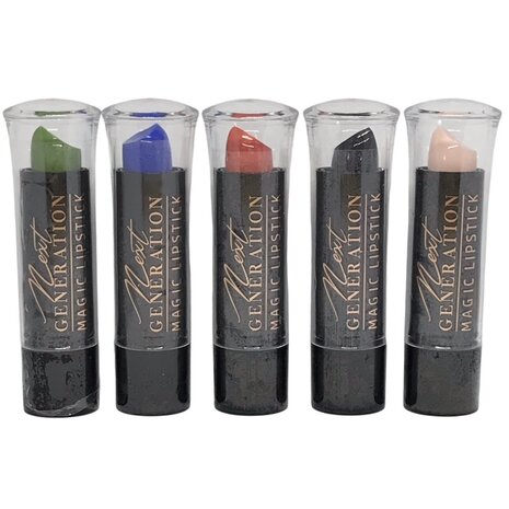 Next Generation magic lipstick groen blauw wit rood zwart set in verpakking