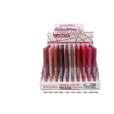 Leticia Well - Perfect Nude lippotlood en oogpotlood draaibaar zacht / Automatic Eyeliner Lipliner Soft - Nummer 33379 - Displa