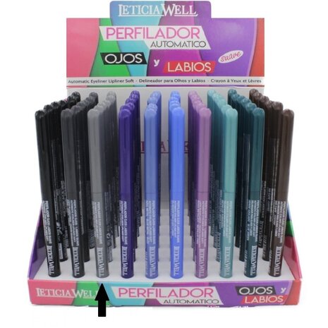 Leticia Well - Silver/Zilver oogpotlood en lippotlood draaibaar zacht / Automatic Eyeliner Lipliner Soft - Nummer 33376 - 1 stu